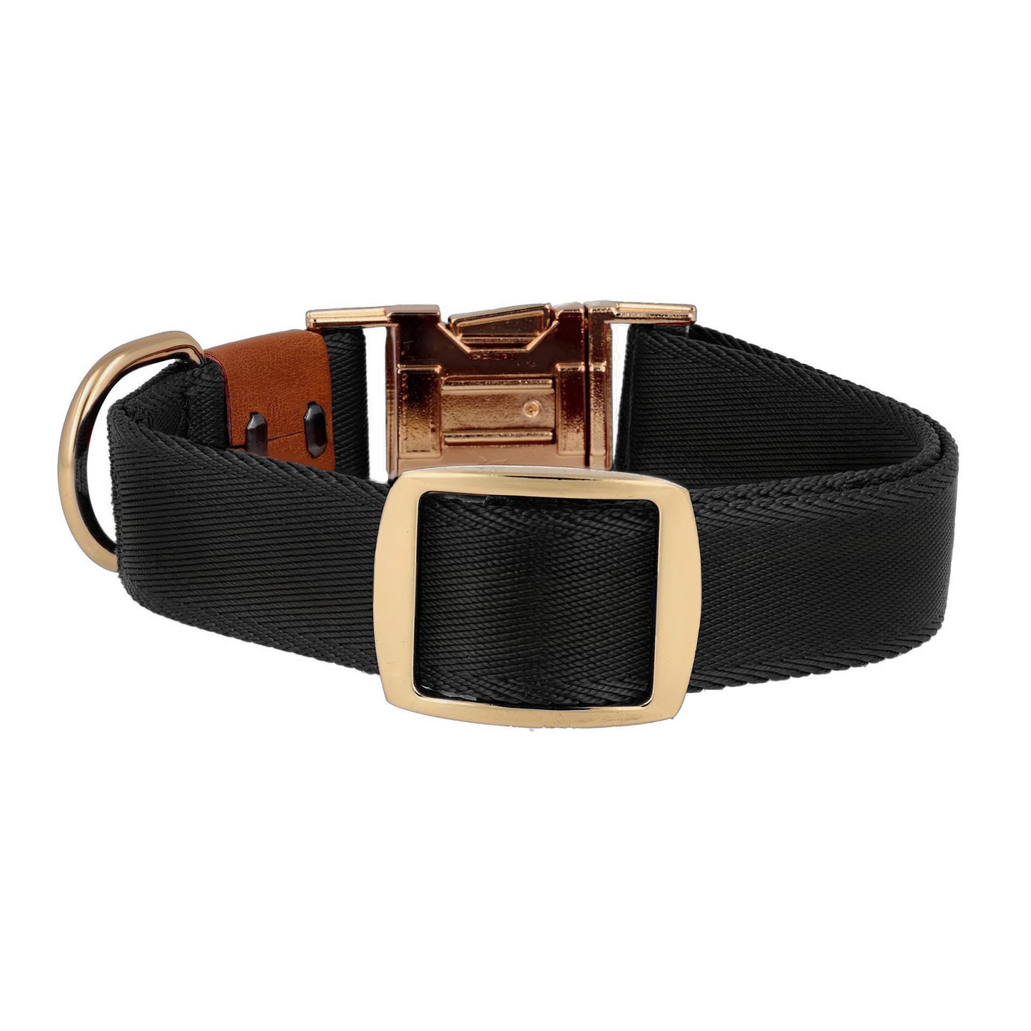 black adjustable dog collar gold