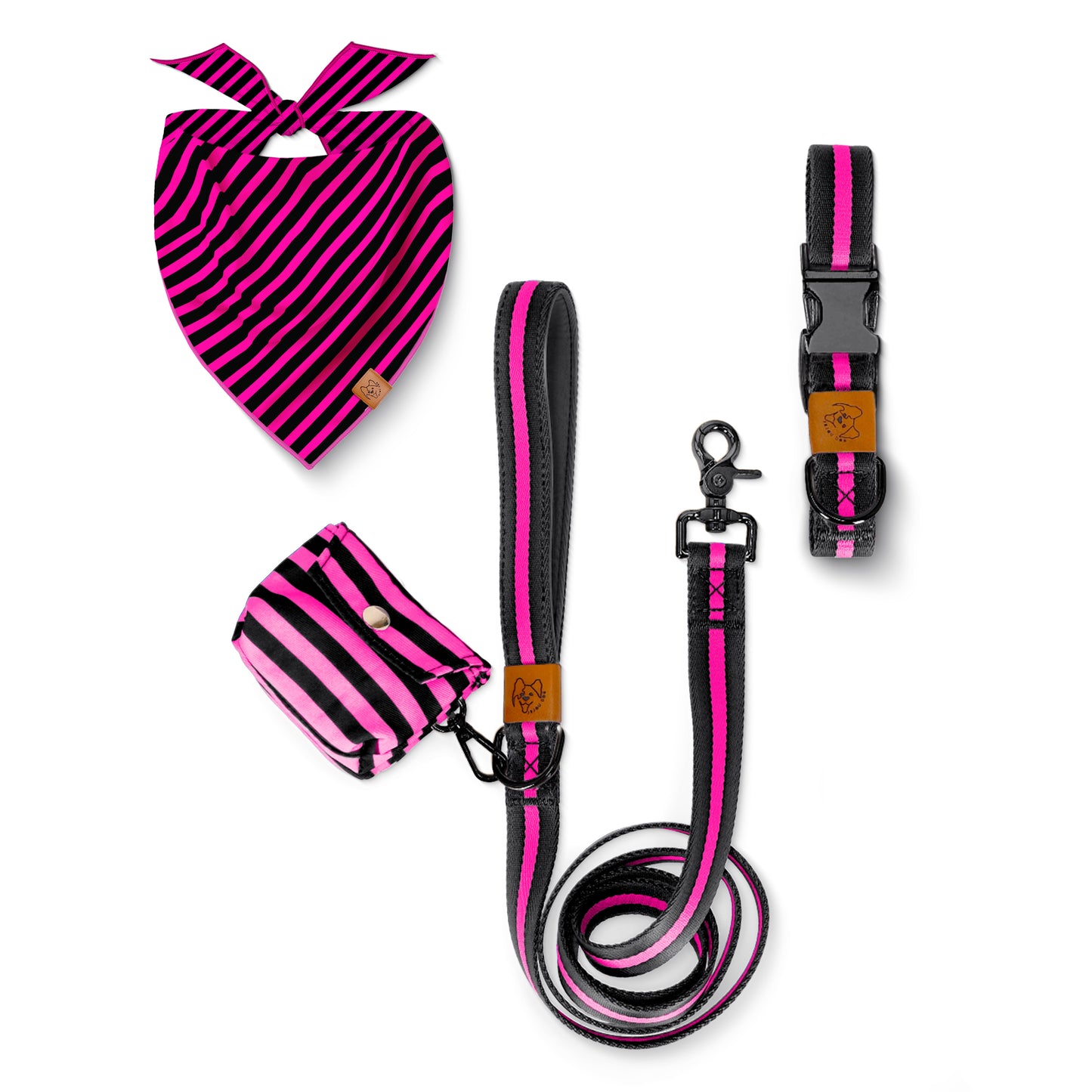 Neon Pink Stripes With Black Accessories