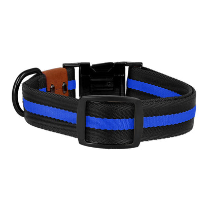 dog collar in black and blue color black metal accessories back