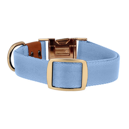 grey blue adjustable dog collar gold