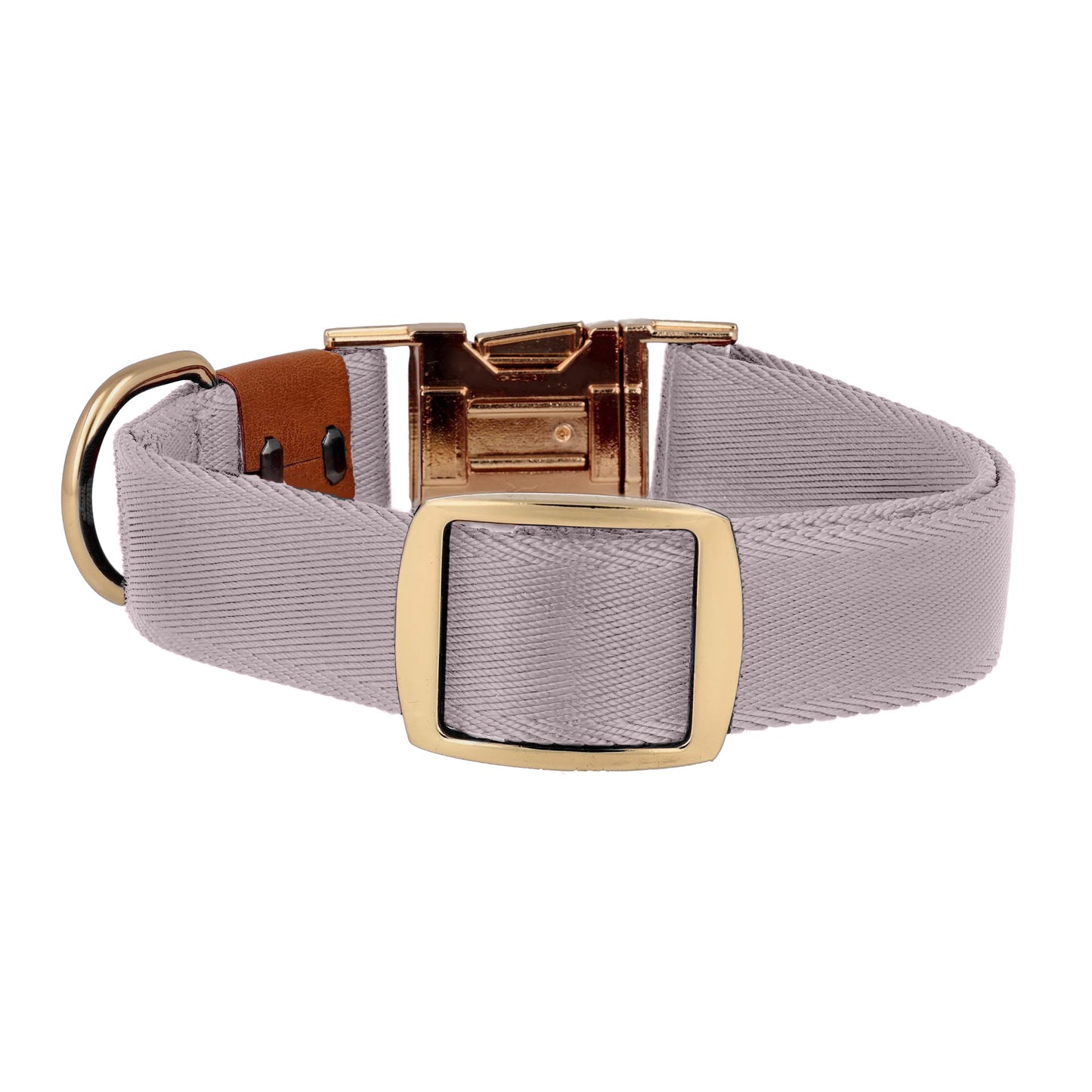 purple grey adjustable dog collar gold