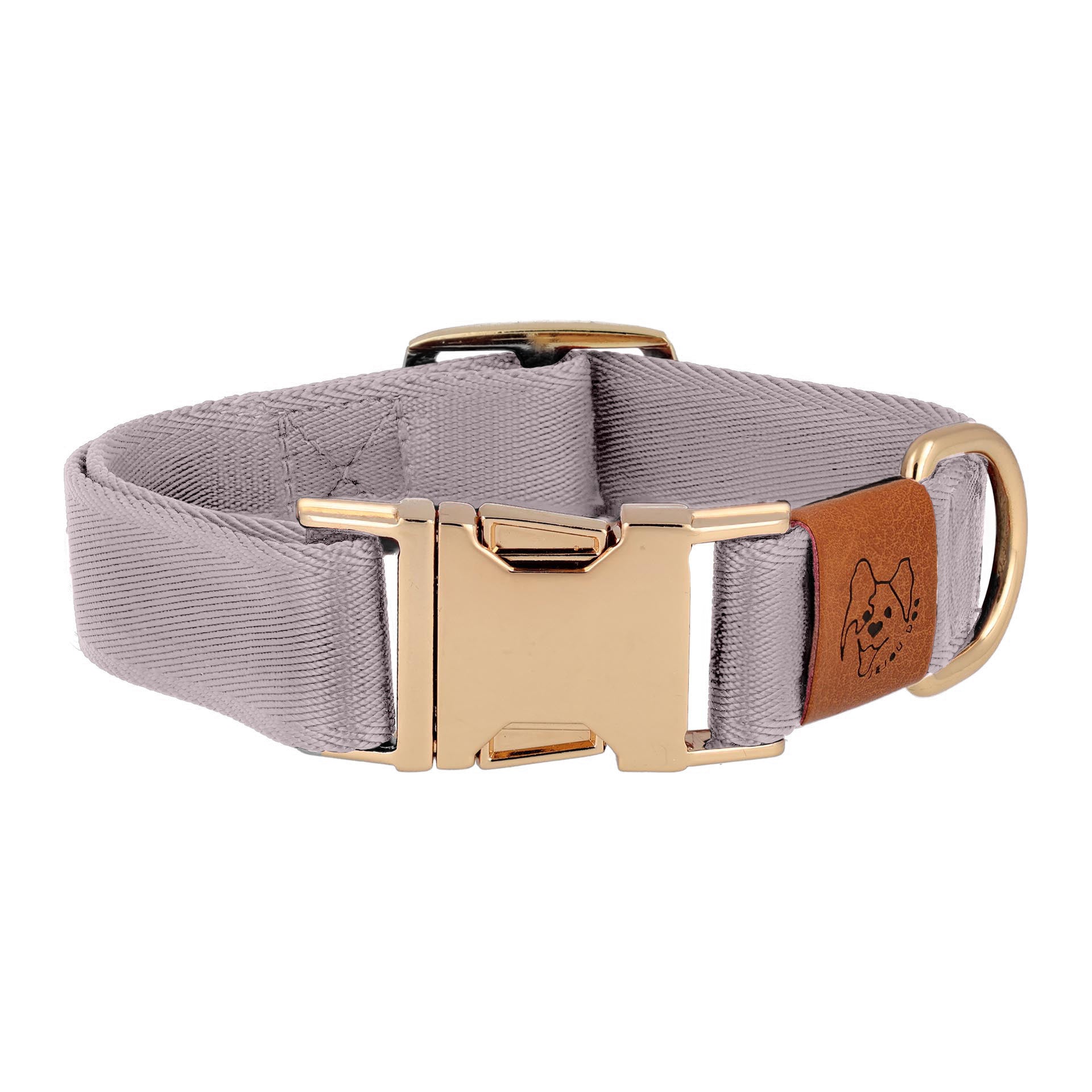 purple grey adjustable dog collar gold