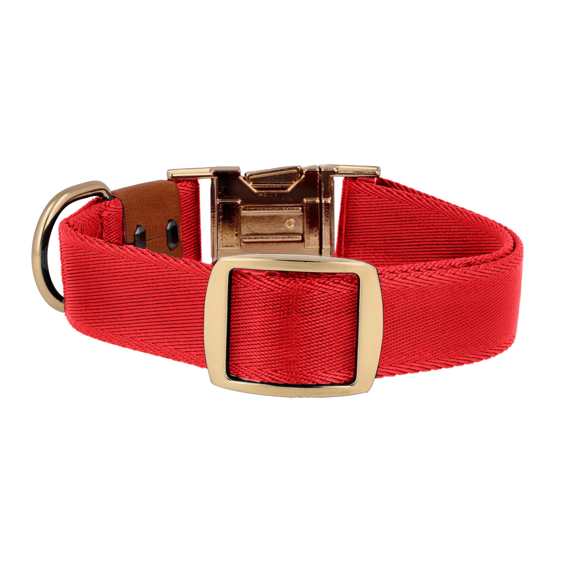 red adjustable dog collar gold