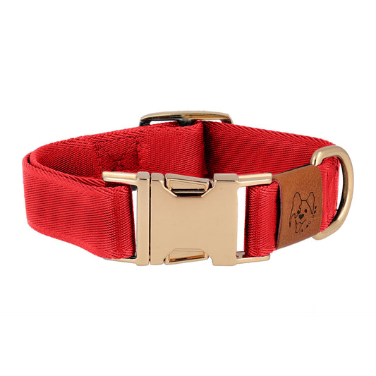 red adjustable dog collar gold